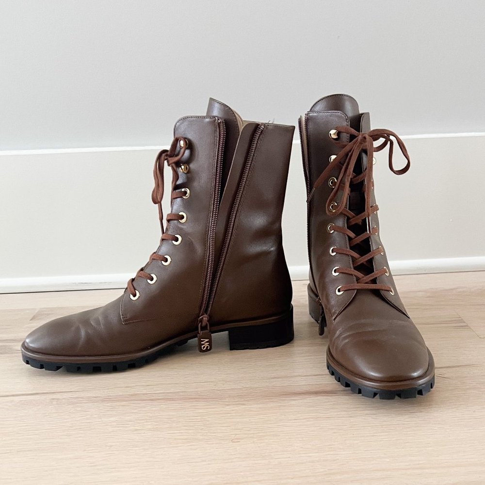 Stuart Weitzman Laine Leather Combat Boot